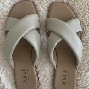 Able Sage Green Leather Sandals